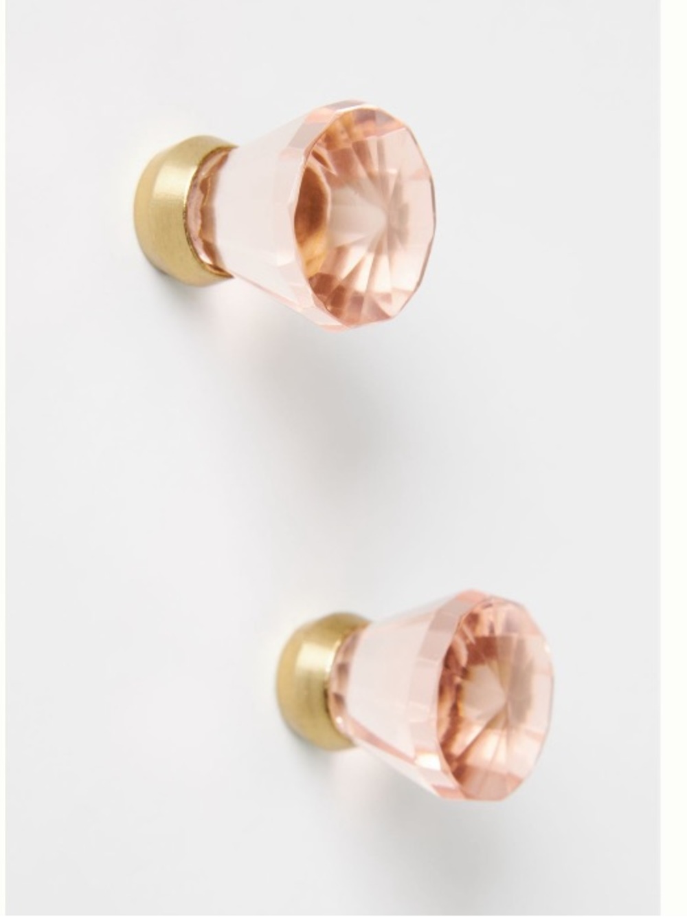 Anthropologie Phoebe Rose Pink Crystal Cabinet Knob Pair with Gold Base Set of 4